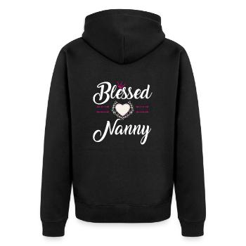 BLESSED NANNY - Unisex Premium Organic Zip Hoodie - black - Back - Nico (187cm)