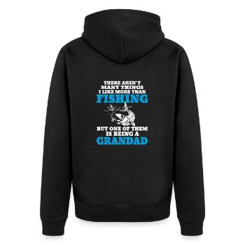 Fishing Grandad - Unisex Premium Organic Zip Hoodie - black - Back - Nico (187cm)
