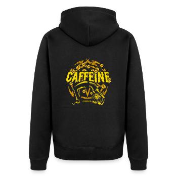 Kaffee T Shirt - Unisex Premium Bio Zip Hoodie - Schwarz - Hinten - Nico (187cm)