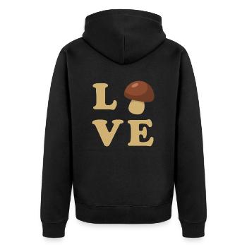Pilz Pilzsammler Liebe - Unisex Premium Bio Zip Hoodie - Schwarz - Hinten - Nico (187cm)