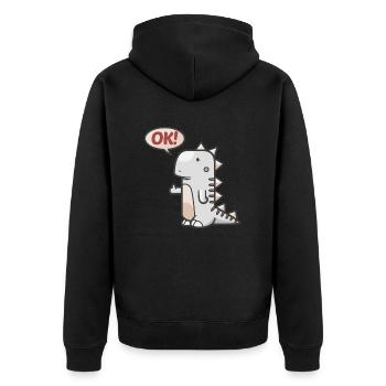 Dinosaur - Unisex Premium Organic Zip Hoodie - black - Back - Nico (187cm)