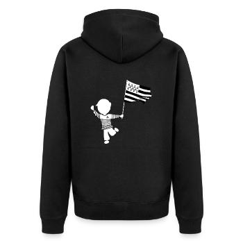 Britannien-Flagge Geschenk T-Shirt - Unisex Premium Bio Zip Hoodie - Schwarz - Hinten - Nico (187cm)