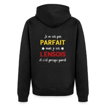 Je ne suis pas parfait je suis lensois - Veste à capuche bio Premium Unisexe - noir - Dos - Nico (187cm)
