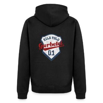 Adana - Unisex Premium Bio Zip Hoodie - Schwarz - Hinten - Nico (187cm)