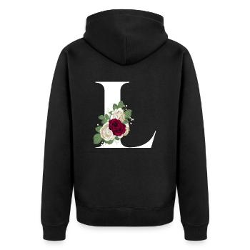lettre L fleuris - Veste à capuche bio Premium Unisexe - noir - Dos - Nico (187cm)