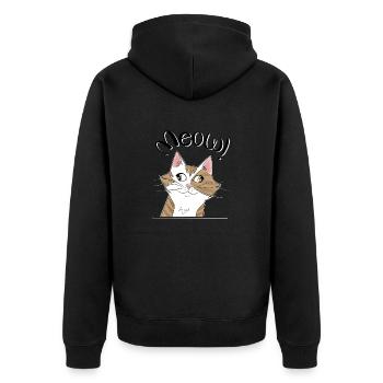 Katze - Unisex Premium Bio Zip Hoodie - Schwarz - Hinten - Nico (187cm)