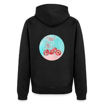 Adventure - Unisex Premium Bio Zip Hoodie - Schwarz - Hinten - Nico (187cm)