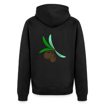 Olive 2 brin de feuille d’huile d’olive - Veste à capuche bio Premium Unisexe - noir - Dos - Nico (187cm)