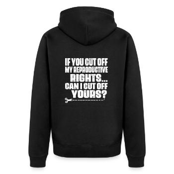 Reproduktive Rechte von Frauen - Feminism Pro-Choice - Unisex Premium Bio Zip Hoodie - Schwarz - Hinten - Nico (187cm)
