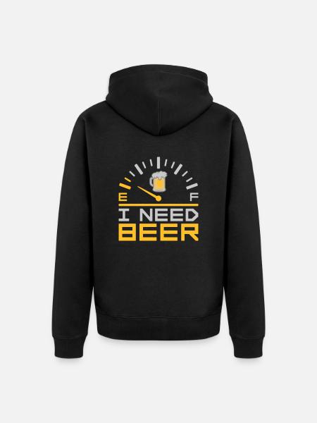 I Need Beer - Unisex Premium Organic Zip Hoodie - black