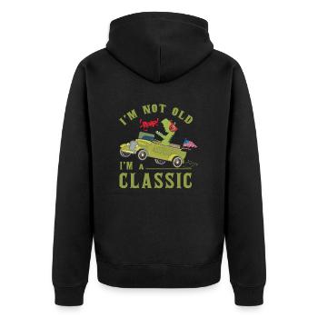 I'm not old i'm a classic t rex dinosaur riding ca - Unisex Premium Organic Zip Hoodie - black - Back - Nico (187cm)