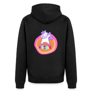 unicorn - Unisex Premium Bio Zip Hoodie - Schwarz - Hinten - Nico (187cm)