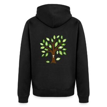 Alphabet leaf tree - Unisex Premium Organic Zip Hoodie - black - Back - Nico (187cm)