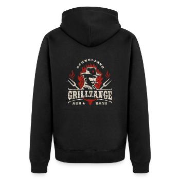Grillen Cowboy - Schnellste Grillzange aus ganz - Unisex Premium Bio Zip Hoodie - Schwarz - Hinten - Nico (187cm)