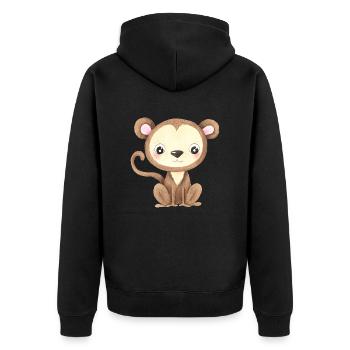 Mignon Singe Bébé Asie Chine Japon Singe Primate - Veste à capuche bio Premium Unisexe - noir - Dos - Nico (187cm)