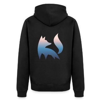 Fuchs Silhouette Wald Natur Rotfuchs Farbverlauf - Unisex Premium Bio Zip Hoodie - Schwarz - Hinten - Nico (187cm)
