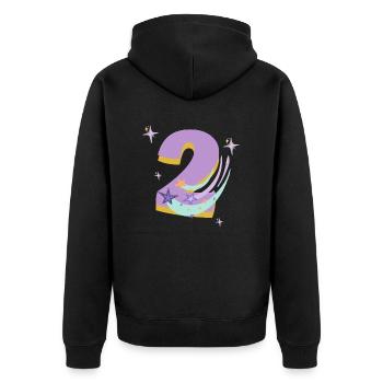 2nd birthday (Gift of 2 years) - Unisex Premium Organic Zip Hoodie - black - Back - Nico (187cm)