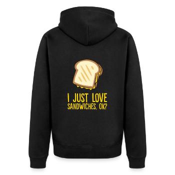 Sandwich - I just love sandwiches, ok? - Veste à capuche bio Premium Unisexe - noir - Dos - Nico (187cm)