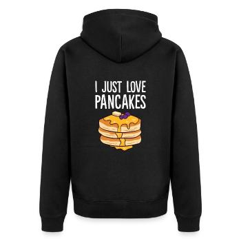Crêpes - I just love pancakes - Veste à capuche bio Premium Unisexe - noir - Dos - Nico (187cm)