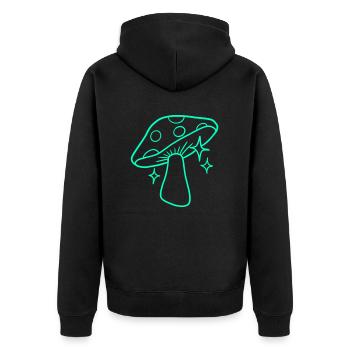 Pilz - Unisex Premium Bio Zip Hoodie - Schwarz - Hinten - Nico (187cm)