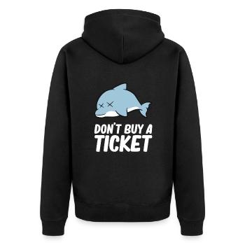 Don't buy a ticket - Dolphin - Unisex Premium Organic Zip Hoodie - black - Back - Nico (187cm)