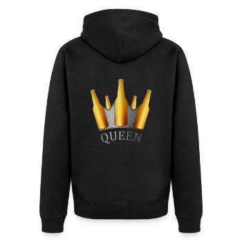 Queen - Unisex Premium Bio Zip Hoodie - Schwarz - Hinten - Nico (187cm)