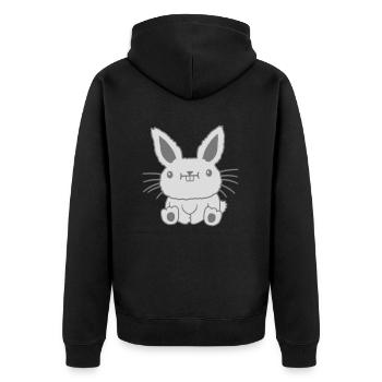Seated little kawaii rabbit - Unisex Premium Organic Zip Hoodie - black - Back - Nico (187cm)
