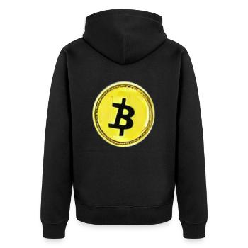 Bitcoin Krypto Währung neu virtuellen Lebens 4 - Unisex Premium Bio Zip Hoodie - Schwarz - Hinten - Nico (187cm)