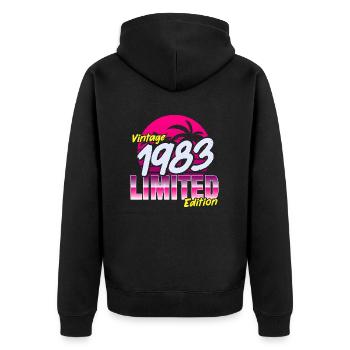 Anniversaire 1983 40e anniversaire Hommes et femmes - Veste à capuche bio Premium Unisexe - noir - Dos - Nico (187cm)