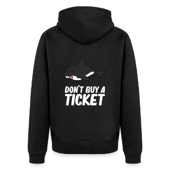 Don't buy a ticket - Orca, Schwertwal - Unisex Premium Bio Zip Hoodie - Schwarz - Hinten - Nico (187cm)