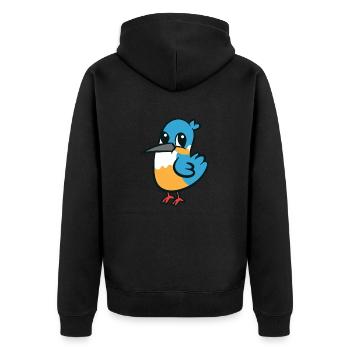 Eisvogel - süß, niedlich, große Augen - Unisex Premium Bio Zip Hoodie - Schwarz - Hinten - Nico (187cm)