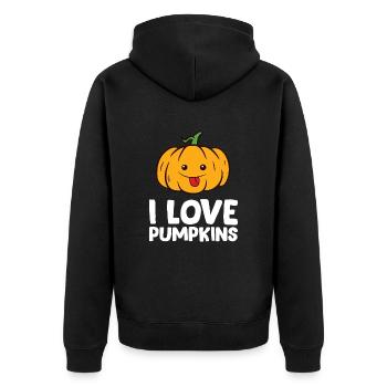 Pumpkin - I love pumpkins - Unisex Premium Organic Zip Hoodie - black - Back - Nico (187cm)