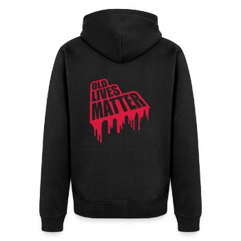 old lives matter quote - Unisex Premium Organic Zip Hoodie - black - Back - Nico (187cm)