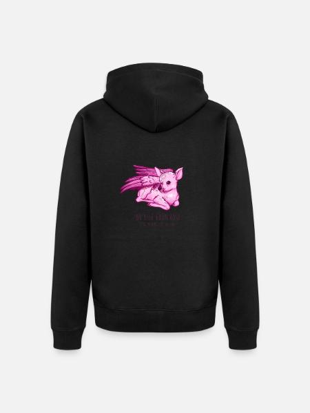Ailé faon rose - Veste à capuche bio Premium Unisexe - noir