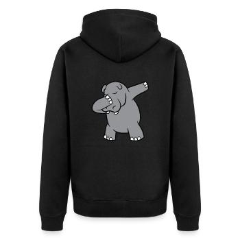Nilpferd - Dab, dabbing, dabben, tanzen - Unisex Premium Bio Zip Hoodie - Schwarz - Hinten - Nico (187cm)