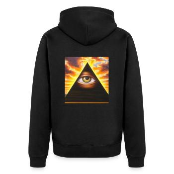 Illuminati Eye - Unisex Premium Organic Zip Hoodie - black - Back - Nico (187cm)