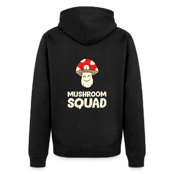Mushroom - Mushroom Squad - Unisex Premium Bio Zip Hoodie - Schwarz - Hinten - Nico (187cm)