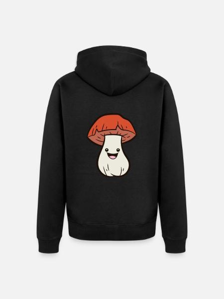 Mushroom - Happy Mushroom - Unisex Premium Organic Zip Hoodie - black