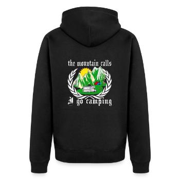 the mountain calls I go camping. Camping on mountains - Unisex Premium Organic Zip Hoodie - black - Back - Nico (187cm)