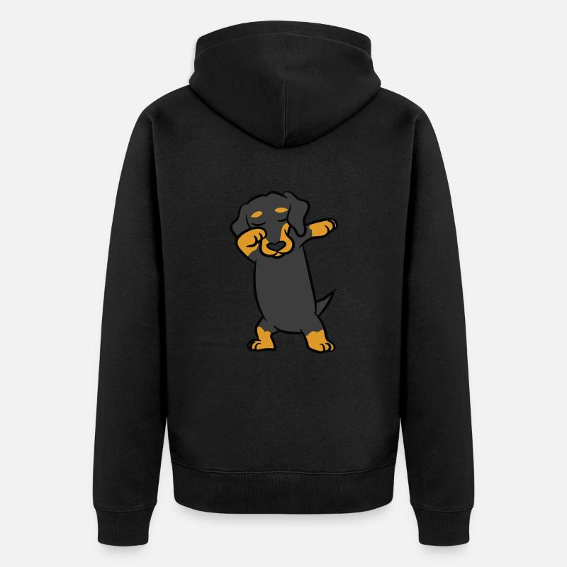 Dackel - tanzen, dab, dabben, dabbing - Unisex Premium Bio Zip Hoodie - Schwarz