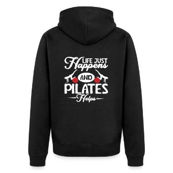 Life Just Happens And Pilates Helps Exercise Fitne - Unisex Premium Organic Zip Hoodie - black - Back - Nico (187cm)
