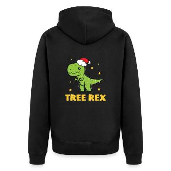 T-Rex - Tree Rex Lichterkette Stern Weihnachtsmütz - Unisex Premium Bio Zip Hoodie - Schwarz - Hinten - Nico (187cm)
