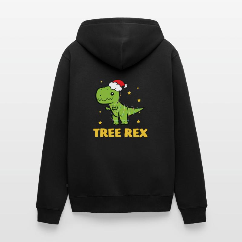 T-Rex - Tree Rex String Light Star Christmas Hat Unisex Premium Organic Zip Hoodie