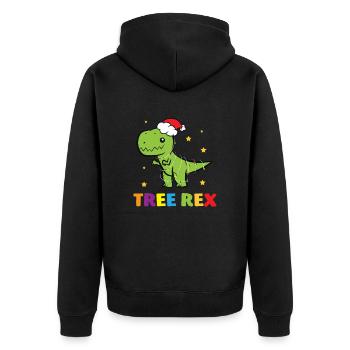 T-Rex - Tree Rex Lichterkette Stern Weihnachtsmütz - Unisex Premium Bio Zip Hoodie - Schwarz - Hinten - Nico (187cm)