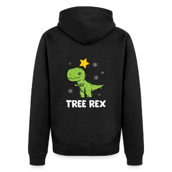 T-Rex - Tree Rex Lichterkette Stern Schneeflocke - Unisex Premium Bio Zip Hoodie - Schwarz - Hinten - Nico (187cm)