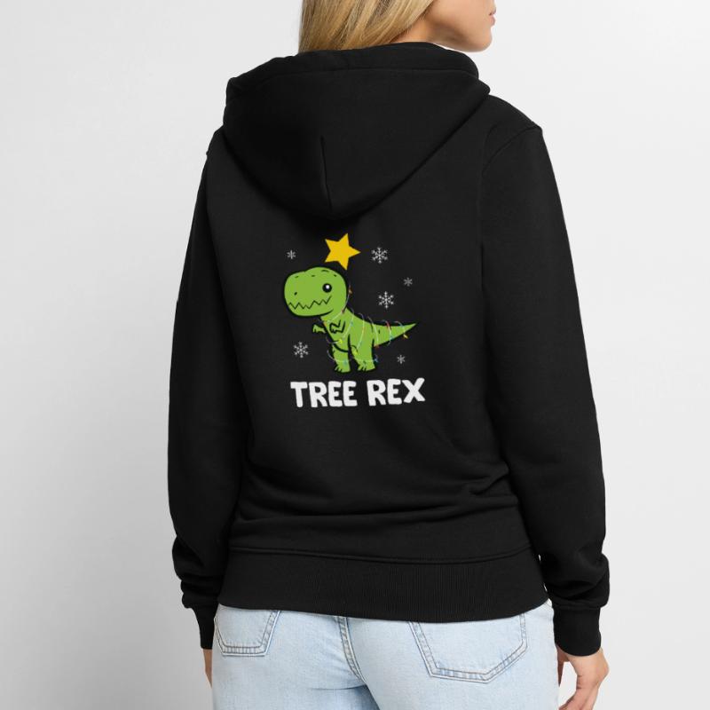 T-Rex - Tree Rex String Light Star Snowflake Unisex Premium Organic Zip Hoodie