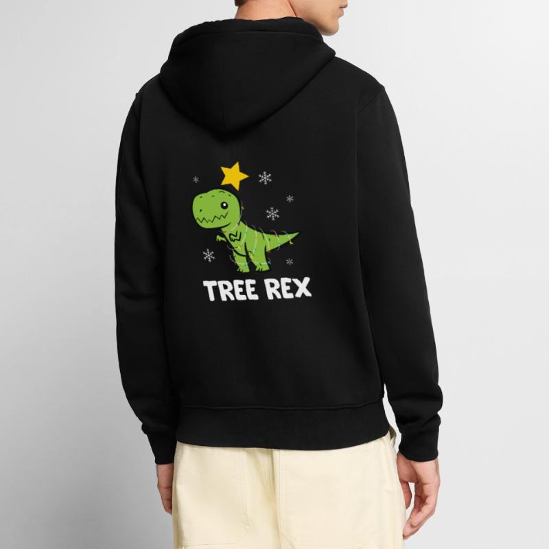 T-Rex - Tree Rex String Light Star Snowflake Unisex Premium Organic Zip Hoodie