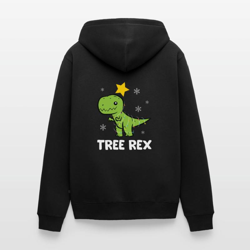 T-Rex - Tree Rex String Light Star Snowflake Unisex Premium Organic Zip Hoodie