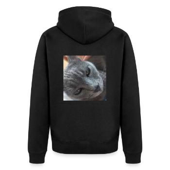 Cat in the house - Unisex Premium Bio Zip Hoodie - Schwarz - Hinten - Nico (187cm)