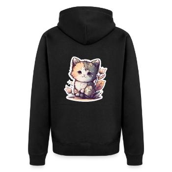 Adorable Cute Kitten - Unisex Premium Organic Zip Hoodie - black - Back - Nico (187cm)